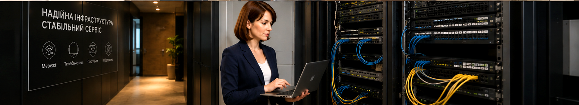 An Ankura Sky engineer works with network infrastructure
