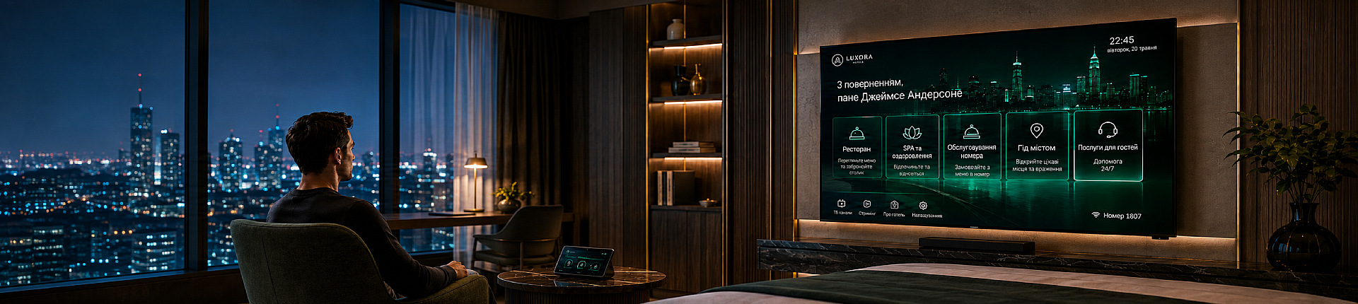 Personalized welcome and hotel services on the in-room television