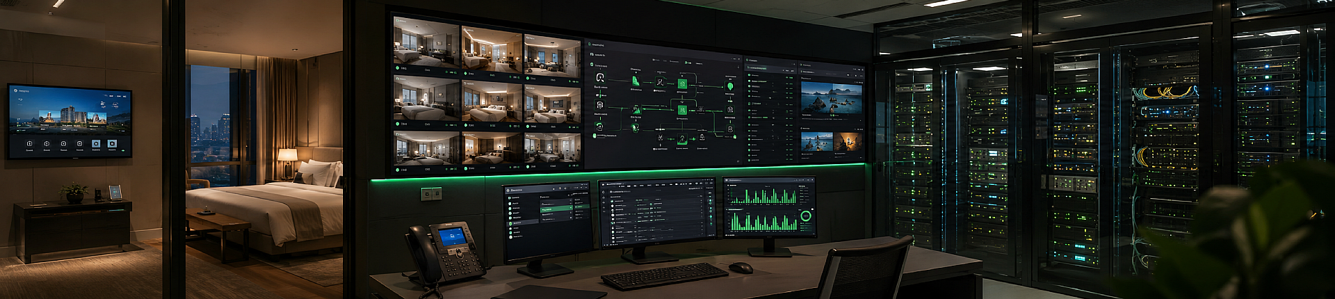 Control centre for hotel television and server infrastructure