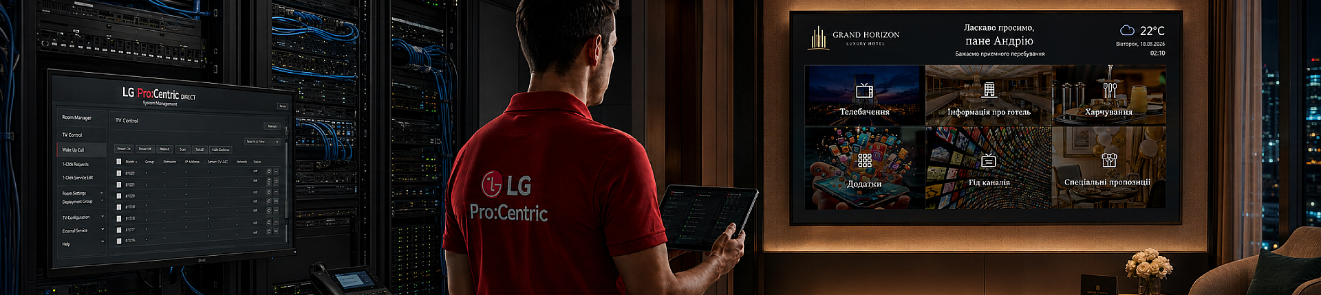 Engineer working with the LG Pro:Centric Direct system