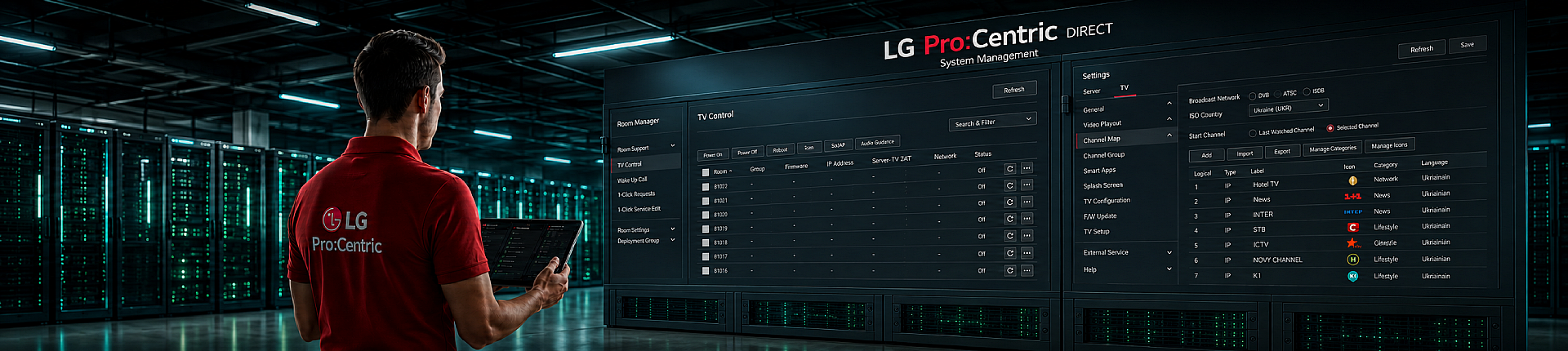 Television and channel management in LG Pro:Centric Direct