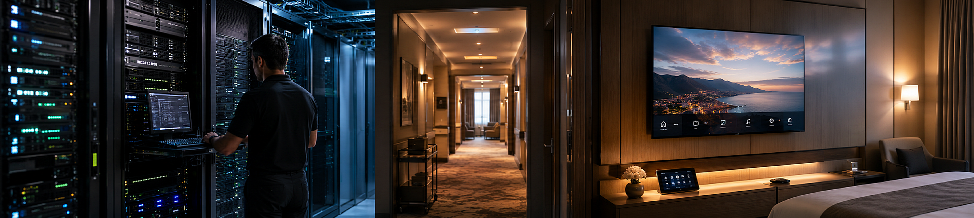 Professional server infrastructure and hotel television working as one system